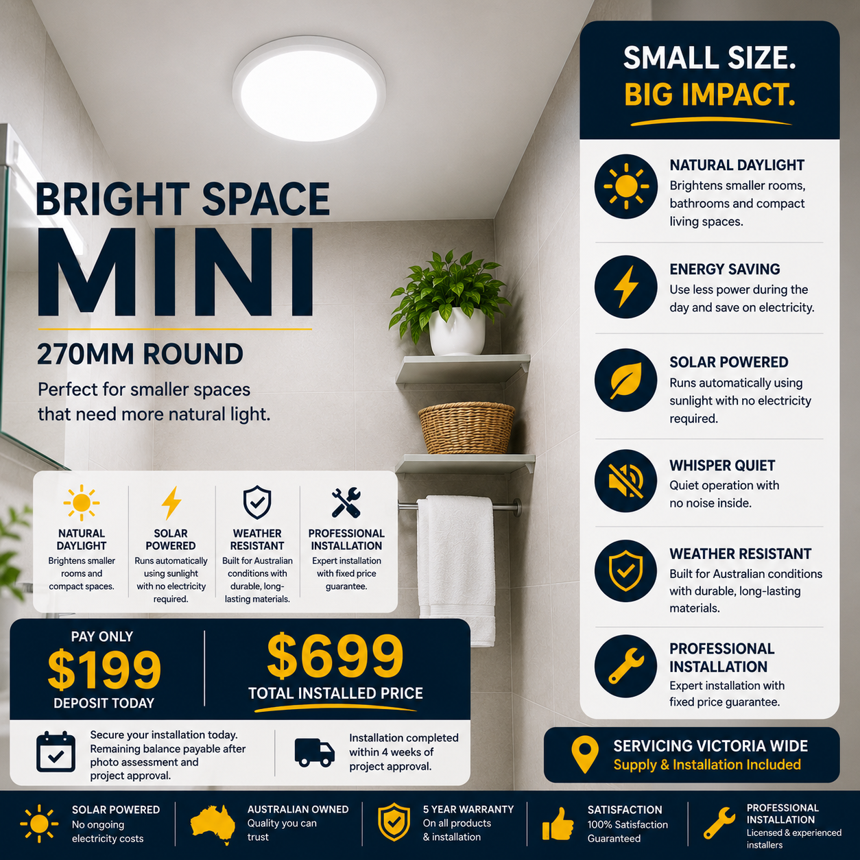 Bright Space Mini 270 Round - Fully Installed Pay $199 Deposit To Lock In Today .