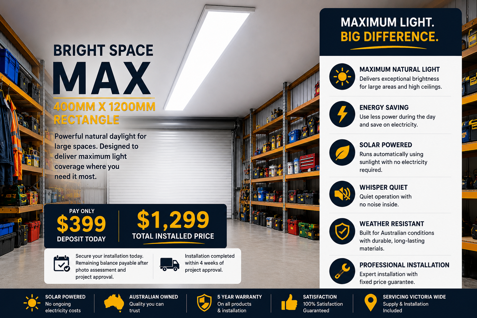 Bright Space Max - Fully Installed Pay $399 Deposit To Lock In Today .